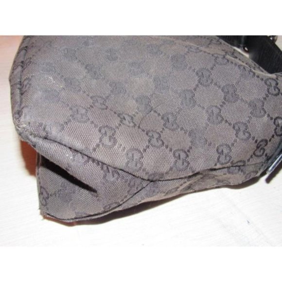 Gucci Vintage Black HOBO Large G Logo Canvas And Black Leather - Picture 3 of 12